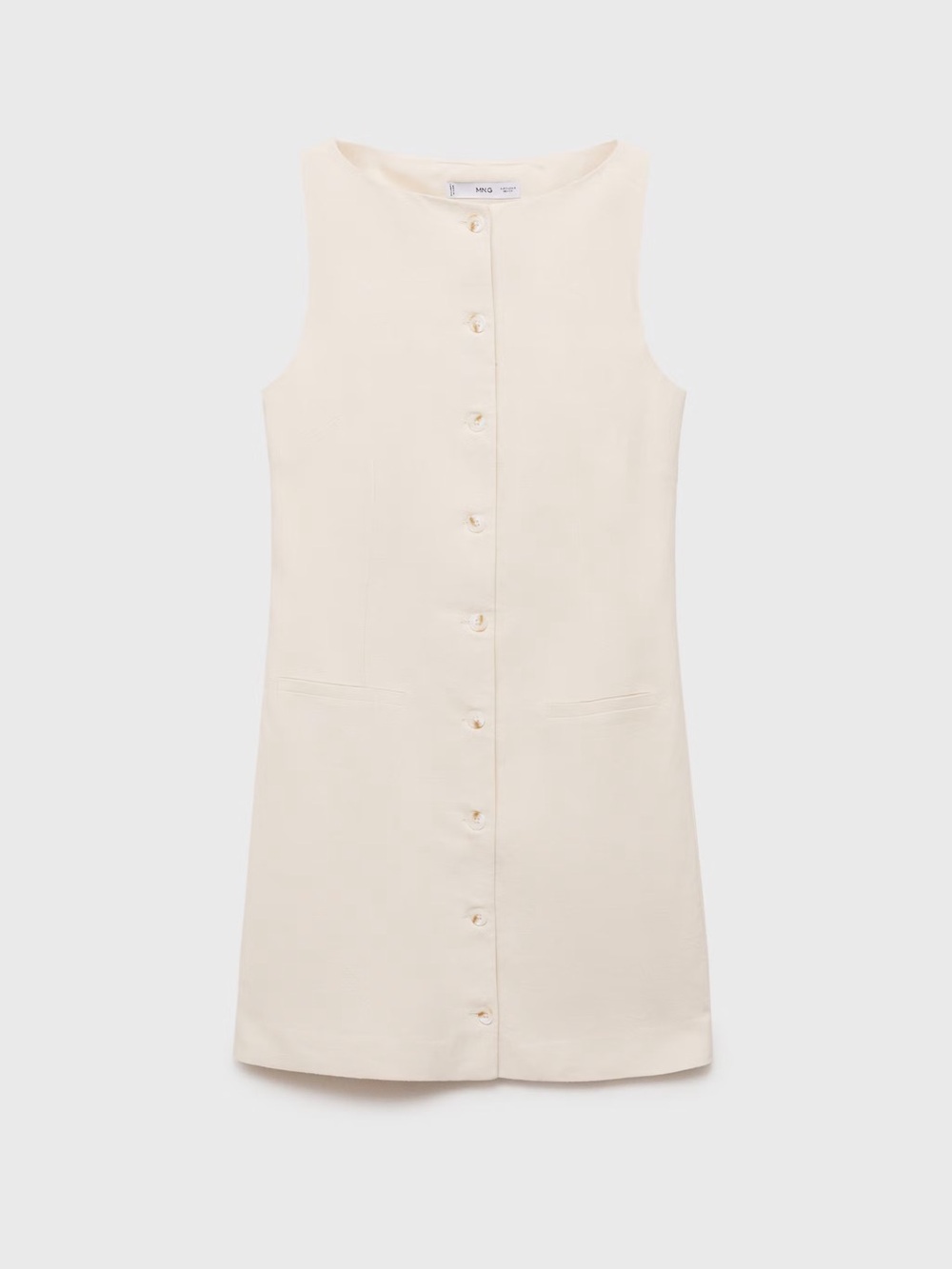 Mango Cream Mini Button-Front Dress - Picture 2 of 8